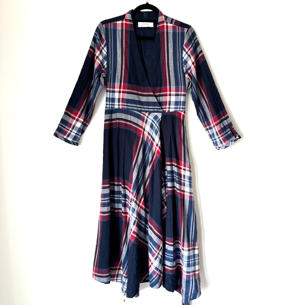 Anthropologie Isabella Sinclair Tartan Plaid Handkerchief Midi Dress - Picture 2 of 12